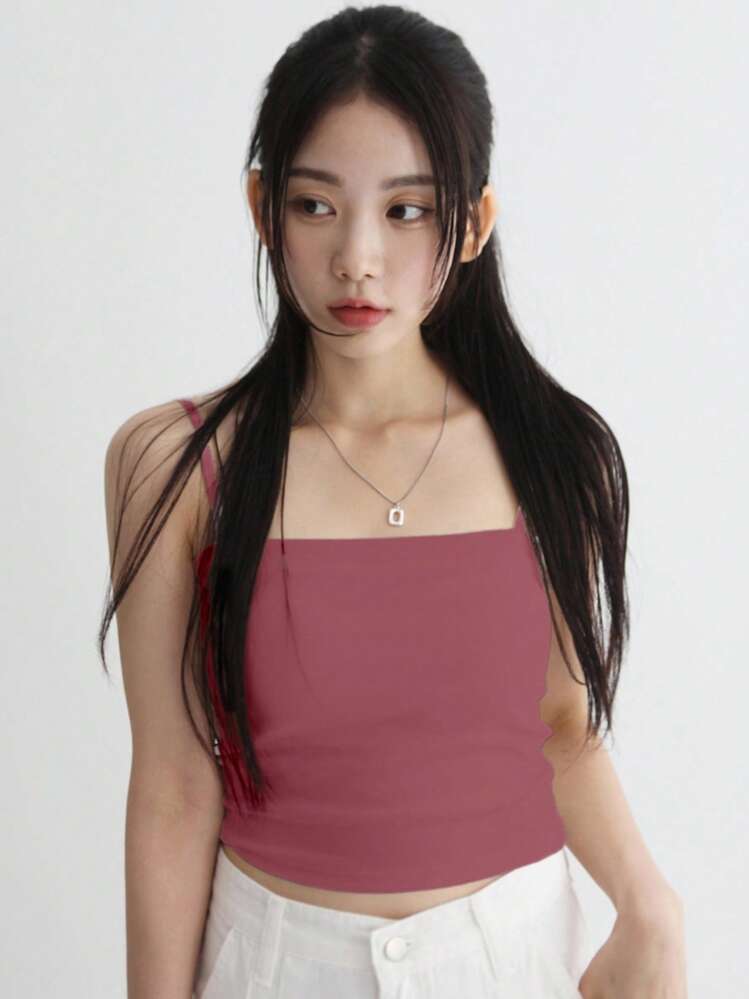 DAZY シンプル カジュアル 無地 クロップド キャミソール レディース