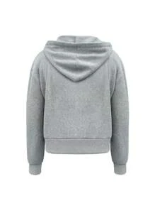 Manfinity Dauomo 男士休闲简约纯色落肩宽松拉链连帽运动衫，百搭春秋季 - 灰色 - 查看 2