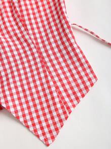 SHEIN Unity Grey Fitted Tie-Front Casual Suit Vest - Red and White - View 4