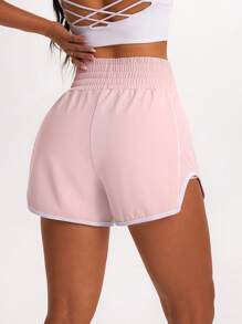 SHEIN Sport Studio Damen 2-in-1 Laufshorts mit Gummibund und Handytasche, für Outdoor-Workouts, Frühling/Sommer Damen Laufshorts Workout für Frauen, athletisch, pink Sportshorts, Workout Shorts