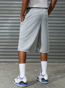 Manfinity EMRG Men's 2-In-1 Waistband Patchwork Embroidered Casual Basketball Shorts, Summer, Men Graphic Shorts - Multicolor - View 6