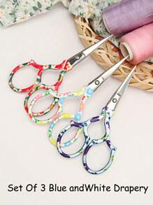 Tijeras de acero inoxidable resistentes a la oxidación, de uso múltiple, de precisión, para manualidades/costura/oficina y recorte facial de cejas, nariz y bigote - Multicolor - Ver 4