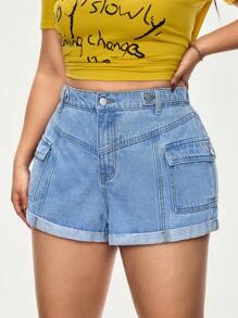 SHEIN ICON Plus Size Women's Cool & Fashionable Denim Shorts