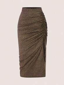 SHEIN Tall Gonna asimmetrica casual plissettata monocromatica, di taglia comoda, adatta per le vacanze
