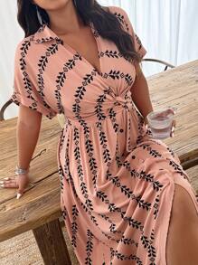 Weeklong Plus Size Floral Print Dress, Casual Vacation Style - Multicolor - View 5
