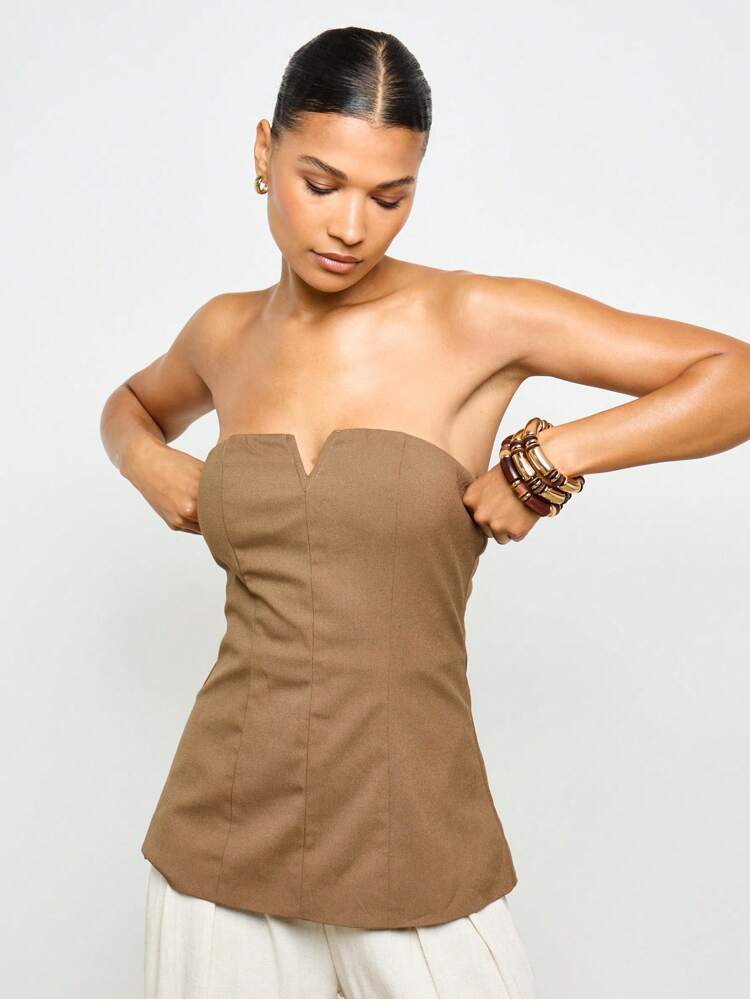 Strapless Linen Feel Bodice Corset Style Top