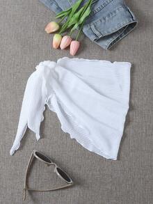 SHEIN Swim Cover up con nudo unicolor - Blanco - Ver 3