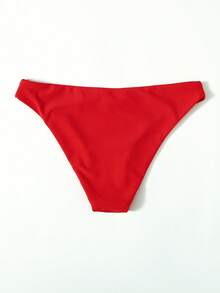 SHEIN Swim 女士夏季沙滩纯色比基尼泳装 - 紅色 - 查看 2