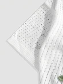 ROMWE MEN Casual Áo len dệt kim hở vai họa tiết hoa cho nam đi nghỉ mát - trắng - Xem 5
