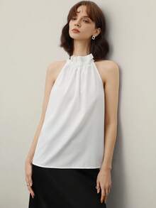 EMERY ROSE Débardeur épaules dénudées unicolore de style simple pour femme, adapté pour un usage quotidien - Blanc - Voir 5