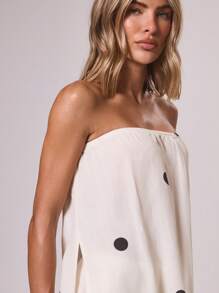 MUSERA Gepunktetes, süßes, zierliches, sexy Röhrentop für den Strandurlaub, fließend, Bandeau-Top für Hochzeitsgäste, Ausgehen, Weihnachtsparty, Herbst, elegant