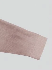 INAWLY Áo sơ mi dài tay cài nút màu trơn đơn giản thường ngày dành cho nữ - Hồng - Xem 4