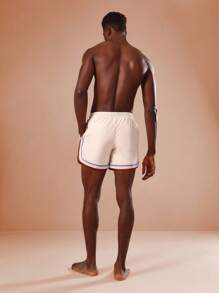 SUMWON Athletic Performance Summer Beach Volleyball Shorts Classic Retro Stripe Trim Drawstring Adjustable Waist Premium Sport Swimming Trunks Athletic Fit Mesh Lined - Multicolor - View 5