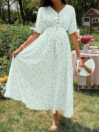 SHEIN Random Print Short Sleeve Nursing Clothes