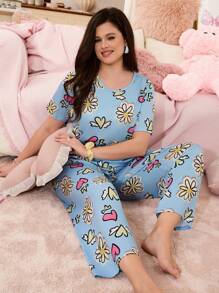 SweetSlumber Plus Size Floral & Heart Print Sleepwear Set