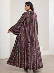 Veilorie Áo choàng tay loe họa tiết hình học cho nữ, Bộ đồ phong cách Ả Rập - Nhiều màu - Xem 2