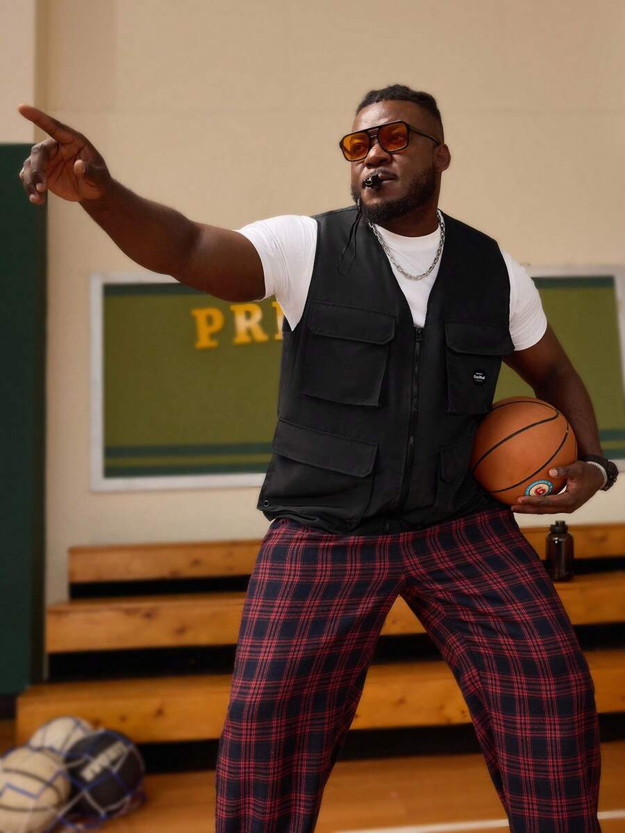 EASEVO 男士加大码编织登山背心，无袖开襟背心，适合登山和户外活动，纯色时尚外出加大码字母工装背心，适合秋冬 - 深灰色 - 查看 1