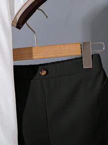 SHEIN 2pcs Tween Boys Casual Academy Pattern Short Sleeve Top And Shorts Set, Suitable For Commuting, School, Everyday Casual, Sports, Spring/Summer, Party - Black and White - View 6