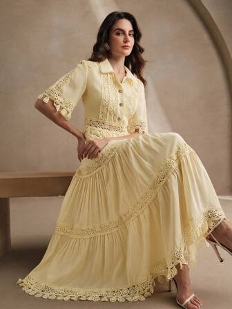 Anewsta فستان حرير طويل الأكمام أنيق وطويل الأكمام للنساء