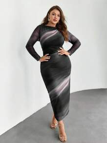 Firerie Váy dài cỡ lớn cho nữ, Váy dài tay, Váy thanh lịch, Váy hẹn hò, Váy lễ hội - màu đen - Xem 4