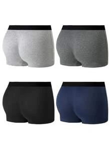 SHEIN 4件装 男士心形印花撞色腰平角内裤 - 彩色 - 查看 2