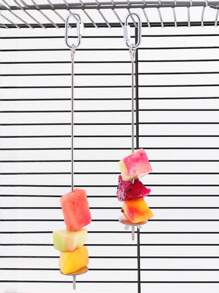 Garfos de aço inoxidável para frutas de pássaros - Conjunto de acessórios para gaiola de papagaio para alimentação de frutas e lanches | Suprimentos para pássaros à prova de ferrugem e mordidas, brinquedos para pássaros de uso imediato - Prata - Ver 8