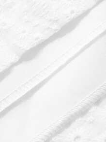 DAZY 波西米亚风格刺绣泡泡袖女士睡衣套装（含连体裤） - 白色 - 查看 7