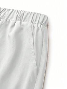 TaskEZ Conjunto de uniforme de enfermera de talla grande para mujer con top de unicolor con cuello en V y parche, bolsillo y manga corta, y pantalón largo