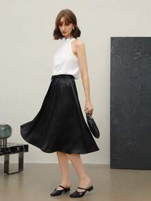 EMERY ROSE Débardeur épaules dénudées unicolore de style simple pour femme, adapté pour un usage quotidien - Blanc - Voir 3