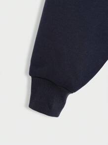 Teen Boys' Navy Blue Graphic Print Sweatshirt, Casual College Style Soft Comfy Minimalist Versatile, Suitable For Daily Wear, School, Travel & Outdoor Sports - Blue - View 6