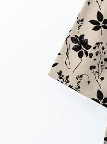 EMERY ROSE 百搭碎花圆领胸袋休闲 T 恤，轻盈简约的设计，适合夏季，加大码 - 卡其色 - 查看 4