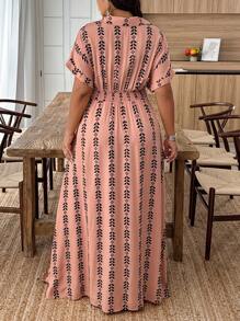 Weeklong Plus Size Floral Print Dress, Casual Vacation Style - Multicolor - View 2