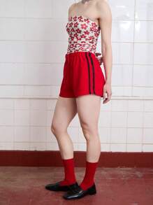 COUREZ Shorts deportivos mini clásicos con rayas laterales, para verano para mujeres, estilo casual de calle, vintage Y2K - Rojo - Ver 5