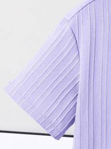 SHEIN Camisa de manga corta para niños preadolescentes de verano, de unicolor, con textura de tela de patchwork y bolsillo