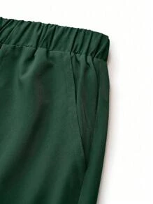 TaskEZ Plus Size Solid Color Scrub Top With Pocket And Drawstring Pants 2 Pieces Set