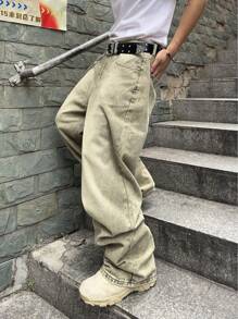 Manfinity EMRG 男士复古水洗宽松阔腿牛仔裤