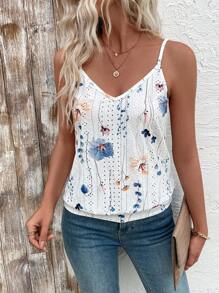 EMERY ROSE Women Floral Print Textured Hollow Out Camisole - Multicolor - View 4