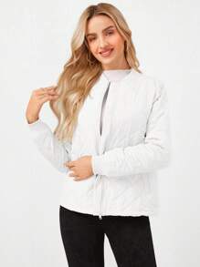 Áo khoác bay chần bông ấm áp, thoải mái hàng ngày dành cho nữ, mùa thu/đông - trắng - Xem 6