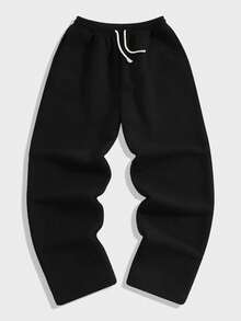 SHEIN 青少年男孩休闲运动裤带口袋，运动街头潮流朋克摇滚风格，适合春夏季，青少年男孩服装 - 黑色 - 查看 2