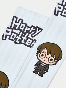 HARRY POTTER X SHEIN 1 Pair Pale Blue Cartoon & Letter Pattern Cute Sunscreen Arm Sleeves - Baby Blue - View 2
