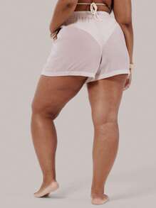 MUSERA Shorts de malla con lazo en la cintura para tallas grandes, ideales para vacaciones, verano y la playa, con un estilo sexy y lindo