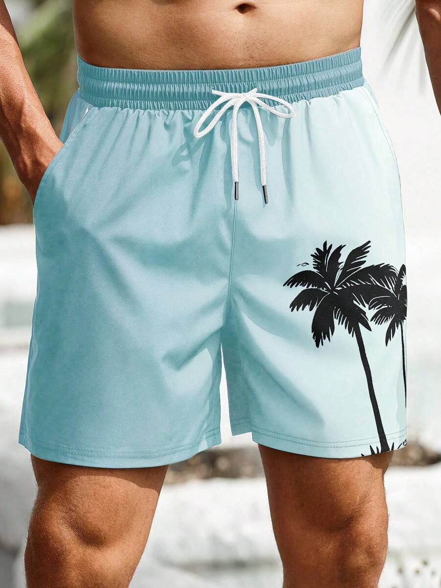 Surfspeed 男士度假印花休闲沙滩短裤 - 綠色 - 查看 1