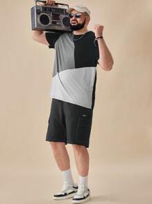 EASEVO Men Plus Size Contrast Color Short Sleeve Casual T-Shirt, For Going Out, Summer - Multicolor - View 6