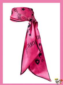 THE POWERPUFF GIRLS X SHEIN Fuchsia Buttercup Pattern Fashion Scarf - Hot Pink - View 1