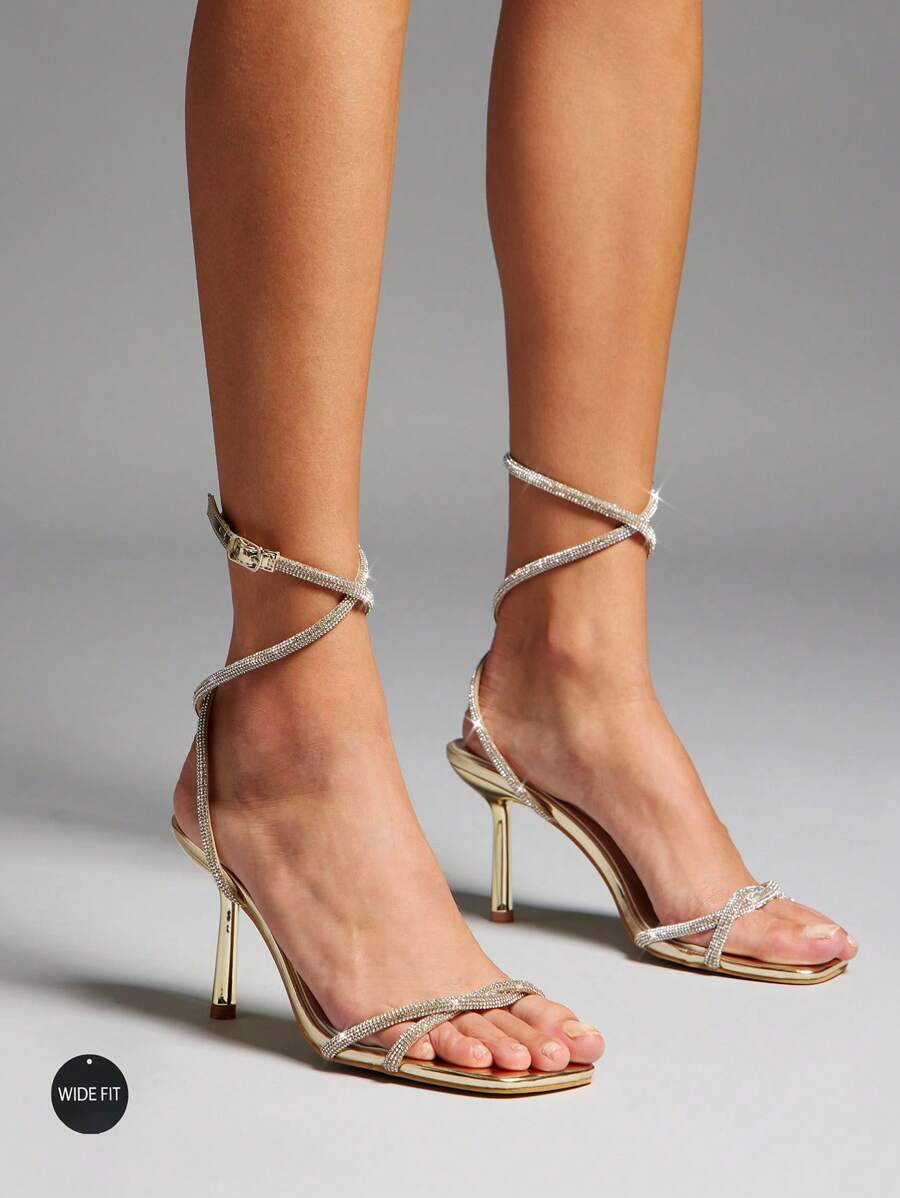 SHUZIA Women's Wide-Fit Fashion Comfortable Ankle Straps Heeled Dress Shoes, Gold Color - Gold - View 1