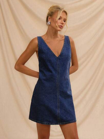 Avantive Dark Blue Washed Denim/V-Neck Sleeveless A-Line/Short Denim Dress/Formal/Back To School/Halloween/Wedding Guest/Vacation/Y2k/Beach /Cute/Teacher/Going Out/Business Casual/Elegant/Birthday/Office Outfits/Country Concert/Club/Western/Work Clothes/Streetwear/Vintage/Festival/Cocktail/Rave/Prom/Airport/Funny/Basic/Brunch Outfits/2000s Style/Bodycon/Old Money Style/Church/Homecoming/Classy/Party/Modest/Fairycore/Coquette/Date Night/Festival/Resort Wear/Baddie/Stockholm Style/Night Out