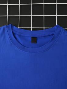 Manfinity Homme Camiseta de manga corta casual de verano de talla grande para hombres, de color liso