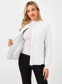 Áo khoác bay chần bông ấm áp, thoải mái hàng ngày dành cho nữ, mùa thu/đông - trắng - Xem 3