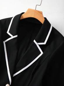 SHEIN Clasi 大码女式翻领长袖休闲撞色西装外套毕业、返校、教师服装