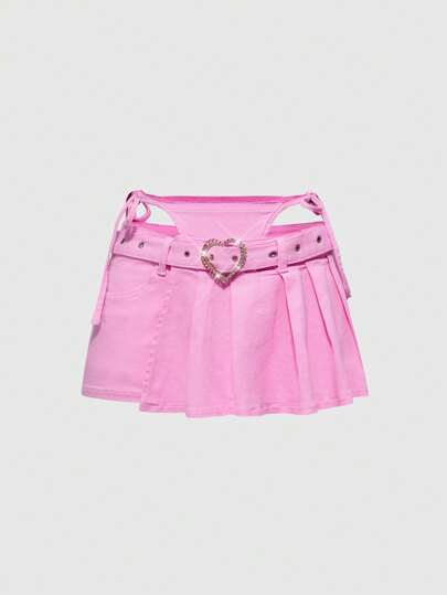 Kawaii Gonna in jeans look con pieghe in stile accademico retrò da donna, ispirata allo stile anime